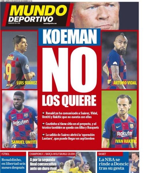 Ronald Koeman pretende dispensar estrelas do Barcelona para próxima temporada