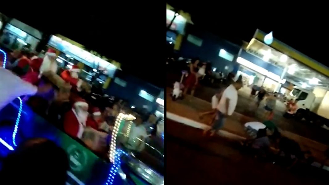 VÍDEO: Papai Noel é recebido a pedradas e tem caixa de balas roubada no interior do PR