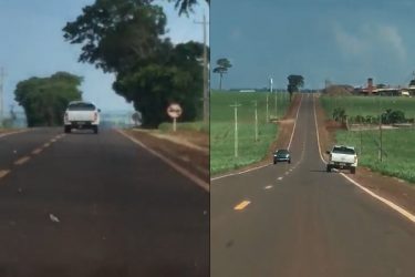 Vídeo: caminhonete em zigue-zague quase causa acidente em rodovia no oeste do PR