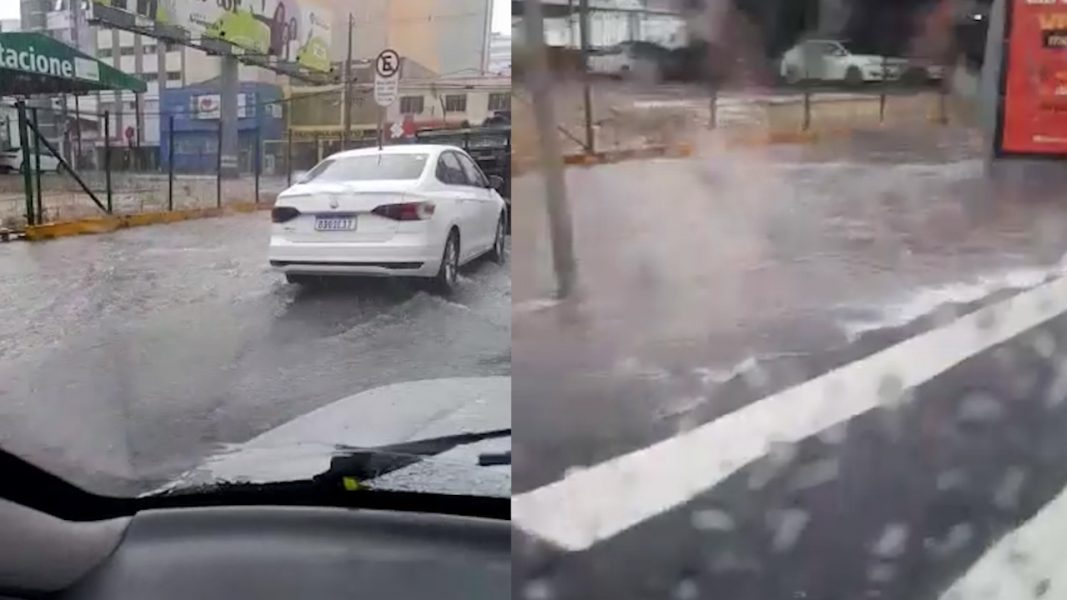 Chuva alaga rua em Curitiba: ‘virou um rio’