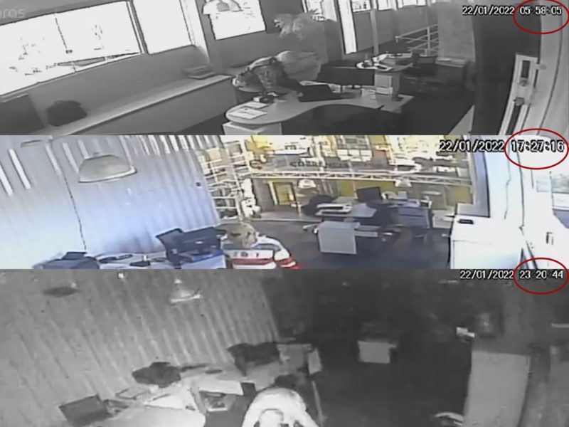 [VÍDEO]: Suspeito invade empresa 3 vezes no mesmo dia e tenta arrombar cofre; assista