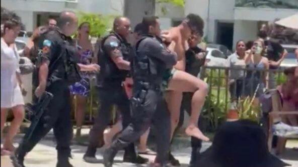 Policial pula na piscina para prender vereador acusado de racismo; assista