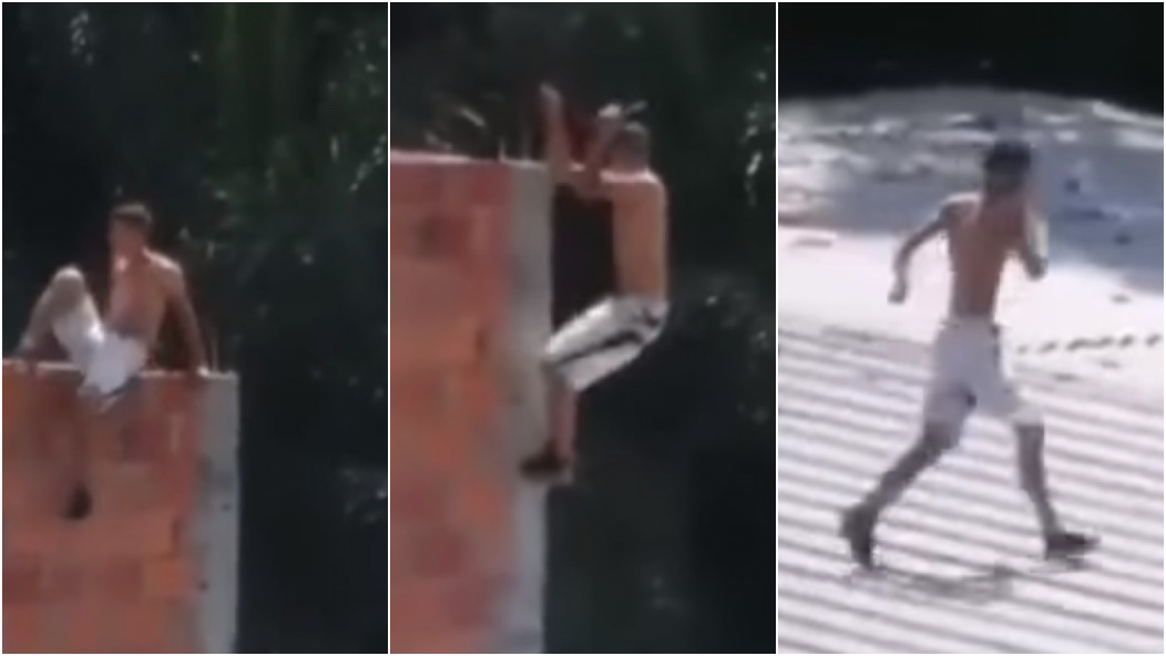 Vídeo: ladrão tenta fugir mas cai de telhado e morre empalado