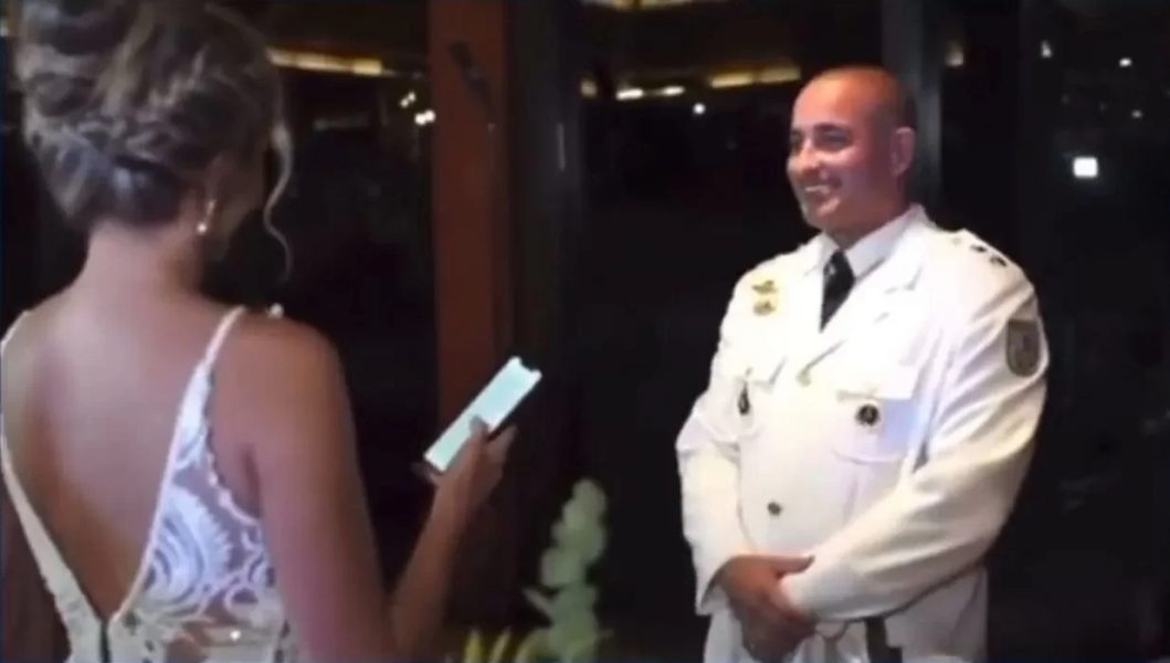 VÍDEO: Tiroteio interrompe casamento e noivo policial corre para prender bandidos