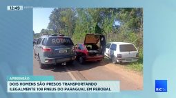 Dois homens são presos transportando ilegalmente 108 pneus do Paraguai, em Perobal