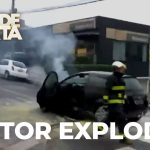 Motor explode e carro pega fogo na Avenida Maringá