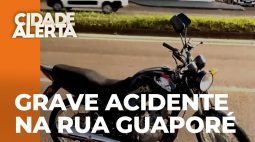 Motociclista se fere após acidente com caminhão